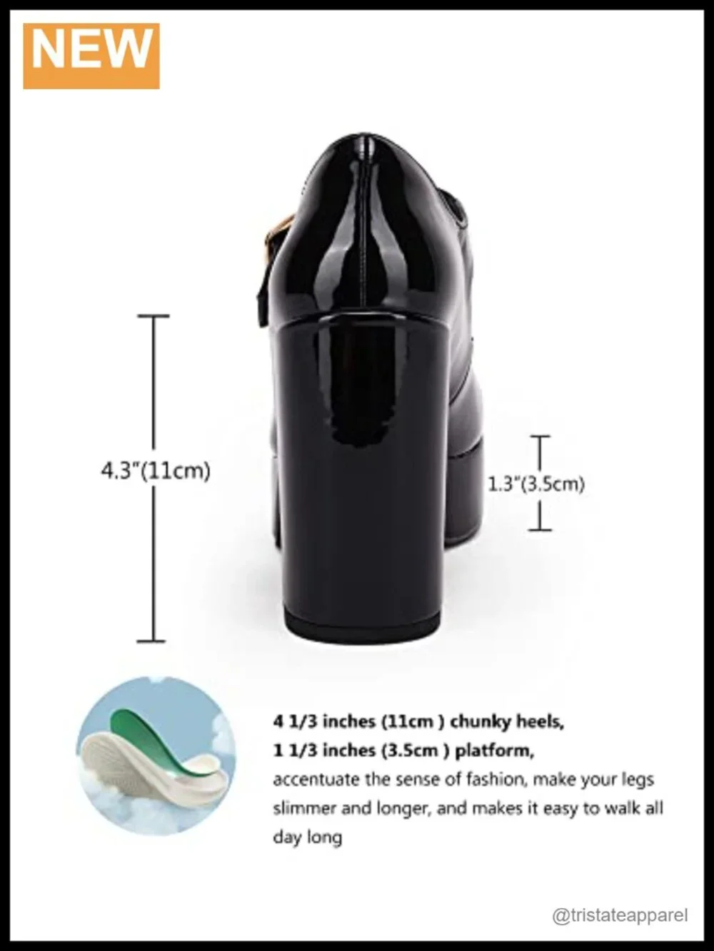 T-Strap Chunky Platform Heels Mary Jane Patent Dress Shoes